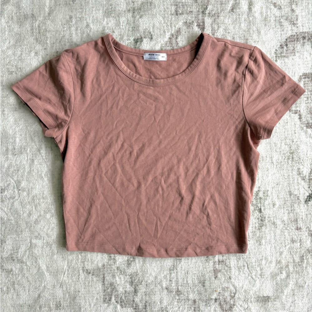 Ardene Pink Cropped Fitted T-Shirt Short Sleeve